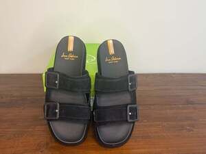 Sam Edelman Kenzie Black Suede Double Buckle Slide Sandals Size 9.5M
